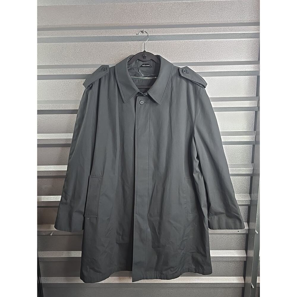 Oleg Cassini Mens Trench Coat 44R Gray Thermolite Insulated Rain Coat
